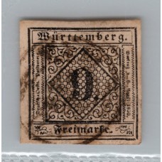 ALEMANIA 1851 ESTADO DE WURTTEMBERG Yv 4 MUY BUEN SELLO 50 EUROS HERMOSO